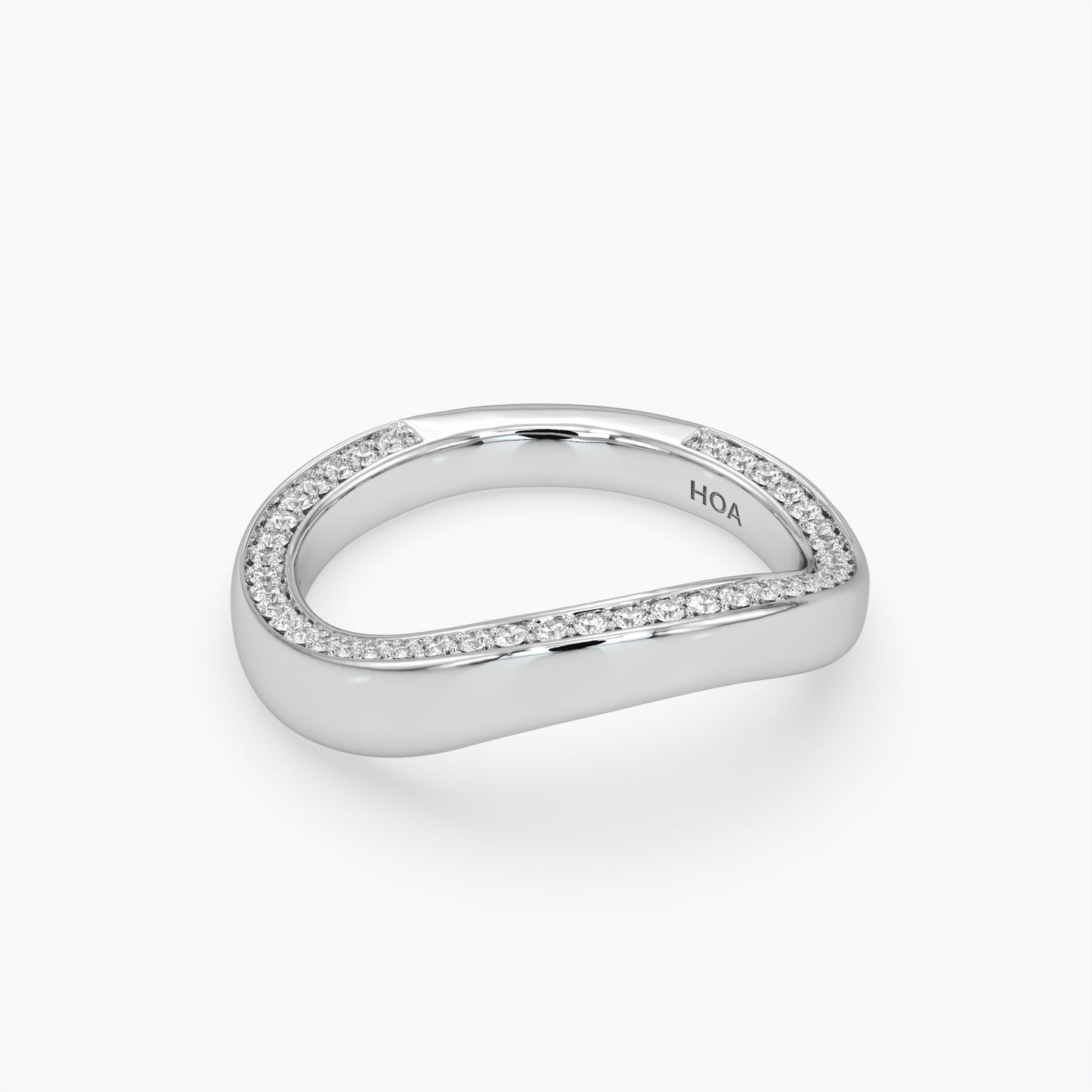 Hazel Wave Band Diamond Inlay