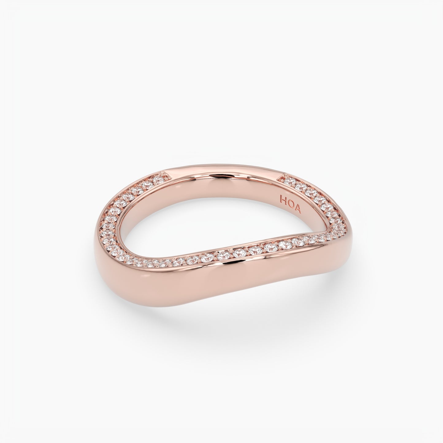 Hazel Wave Band Diamond Inlay