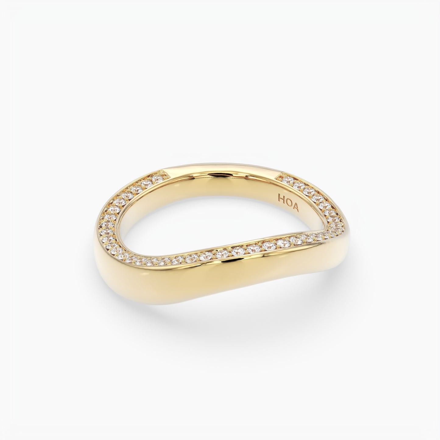 Hazel Wave Band Diamond Inlay