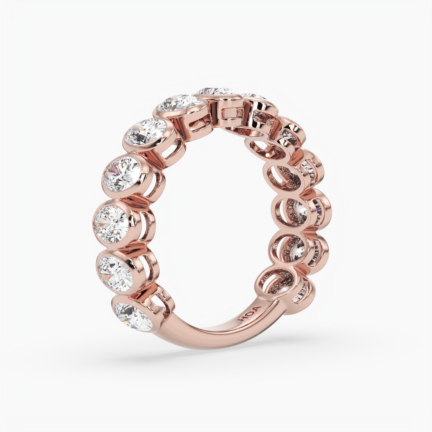 Oval Bezel 3/4 Eternity Band