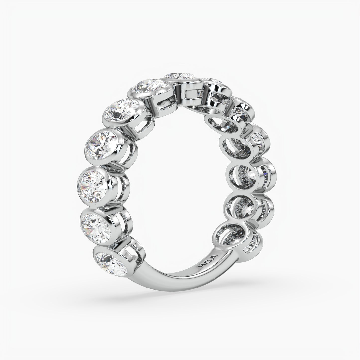 Oval Bezel 3/4 Eternity Band