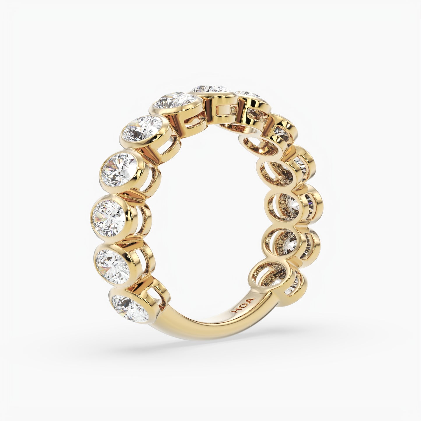 Oval Bezel 3/4 Eternity Band
